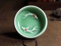 Celadon Koi Tea Cup