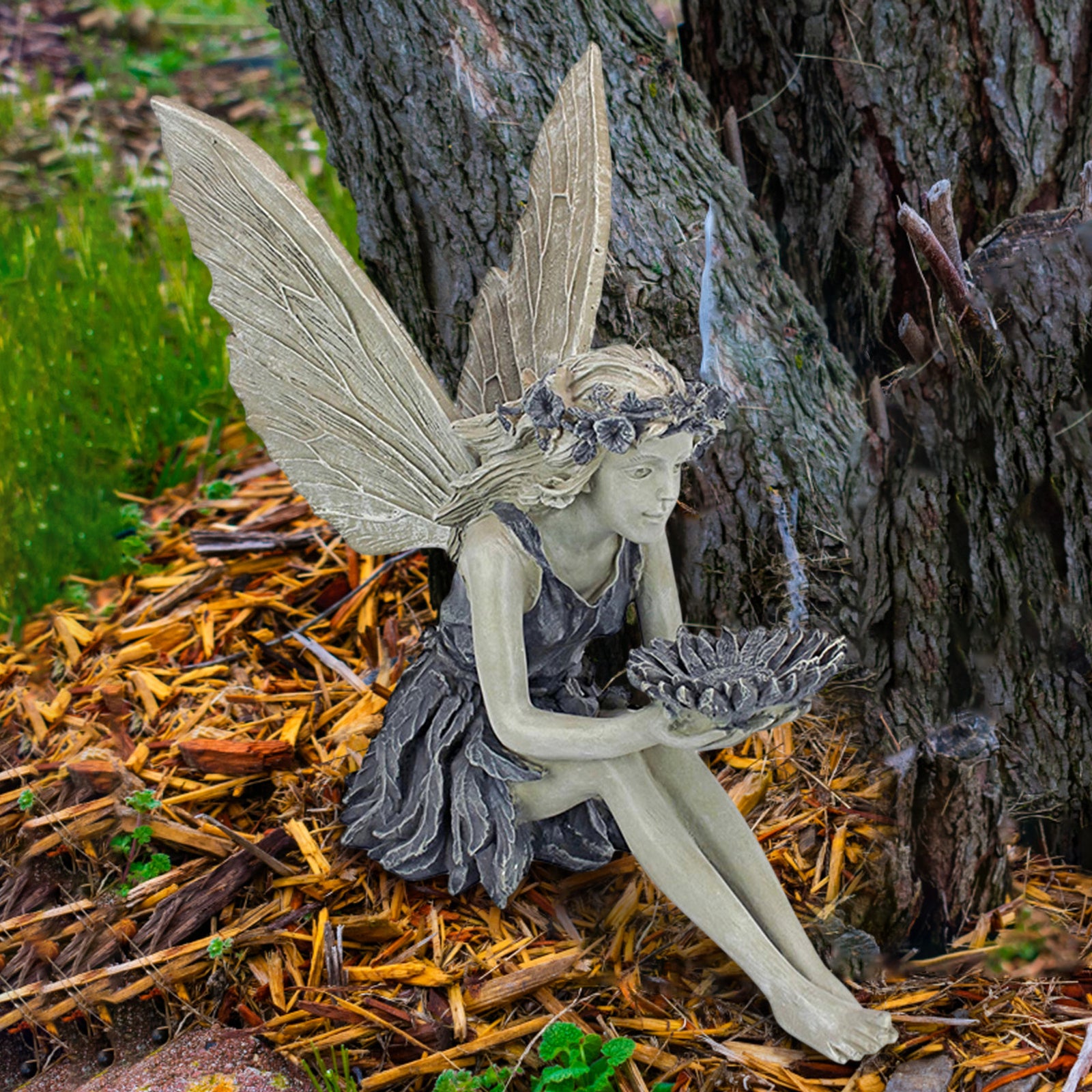 Fairy Sitting Garden Statue Ornament Decoration Resin Crafts Decor Accessories Home Landscaping Backyard Lawn Decoration