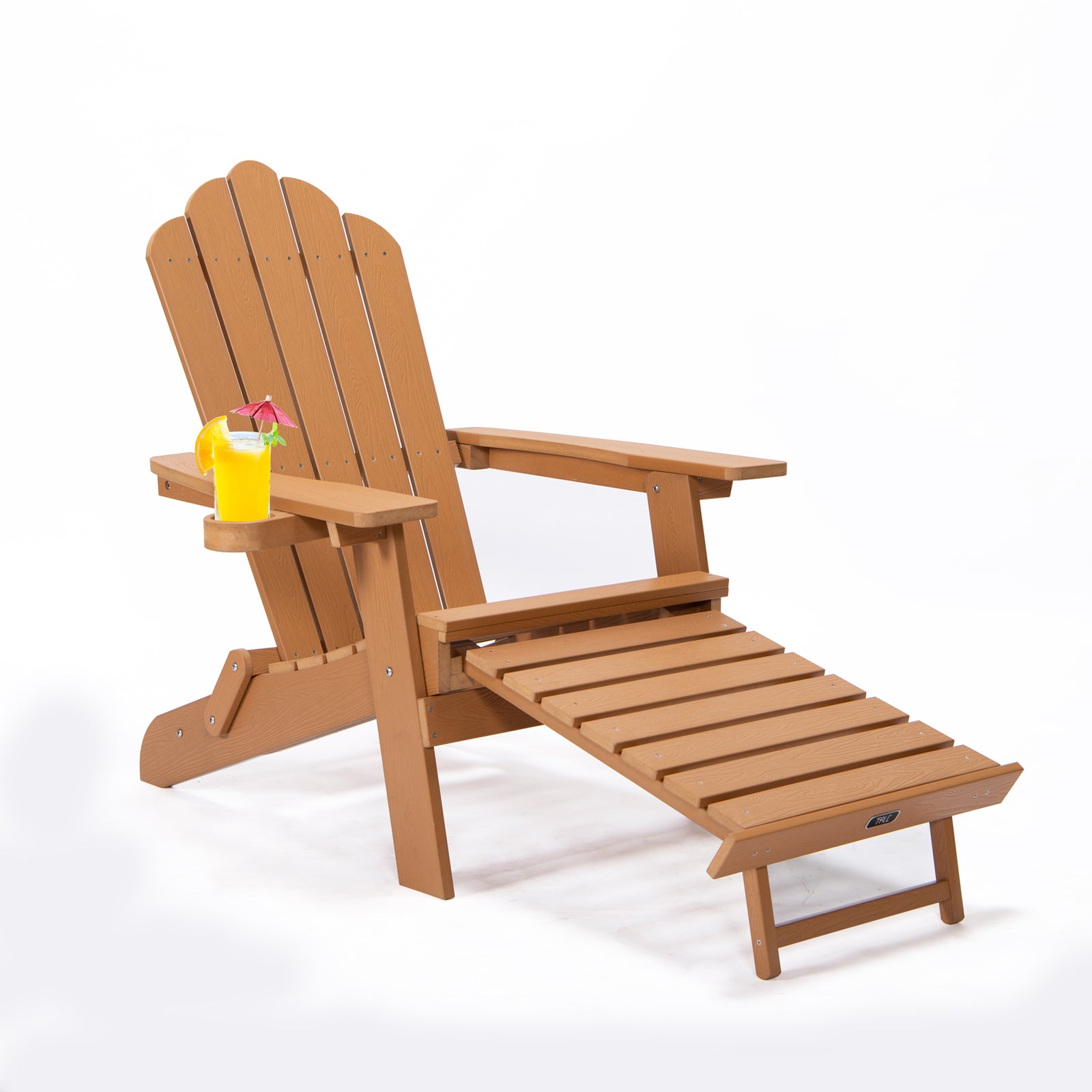 Folding Adirondack Chair With Pullout Ottoman and Cup Holder