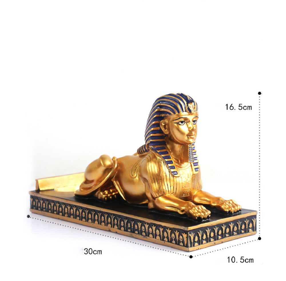 A regal wine bottle holder in the shape of an Egyptian Pharaoh Sphinx, adding an exotic and majestic touch to your home decor.