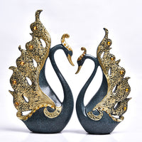 Couple Swan Figurine Home Decoration: A graceful figurine featuring a pair of swans, symbolizing love and devotion, ideal for enhancing the ambiance of any home decor.