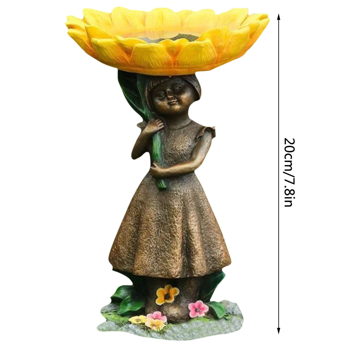 Resin Sunflower Bird Bath Ornament