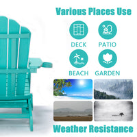 A versatile and comfortable Adirondack chair featuring a pullout ottoman and cup holder, perfect for relaxing outdoors with convenience and style