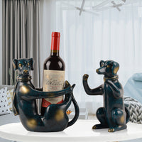 A charming wine holder shaped like a dog, offering a fun and playful way to store your favorite bottles of wine with personality and style.