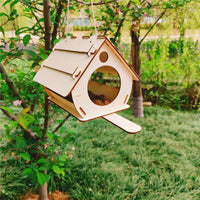 Hanging Wooden Bird Feeder DIY Assembled Garden Decoration