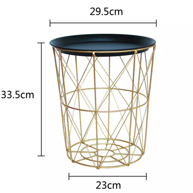 Simple Iron Art Round Coffee Table - Nordic Style Wrought Iron Basket - daisys-choice-homeware