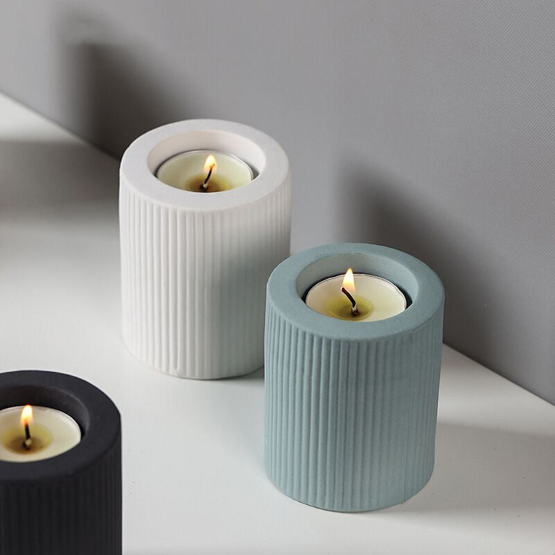 Ribbed Ceramic Candle Holder